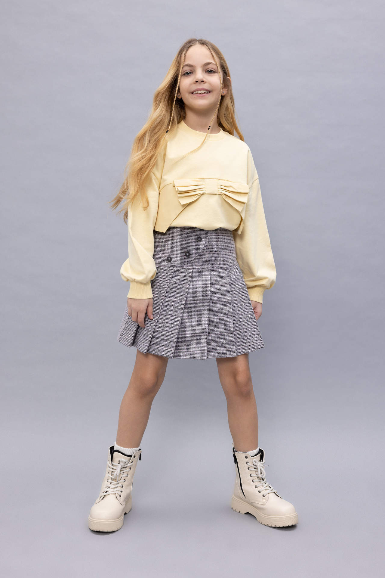 Levně DEFACTO Girl Square Patterned Pleated Skirt