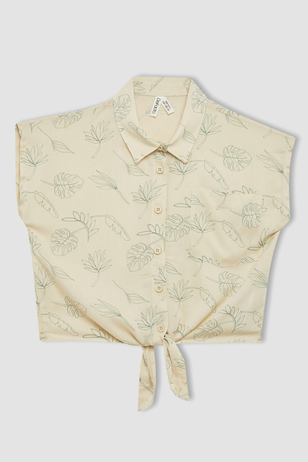Levně DEFACTO Girl Patterned Short Sleeve Crop Shirt
