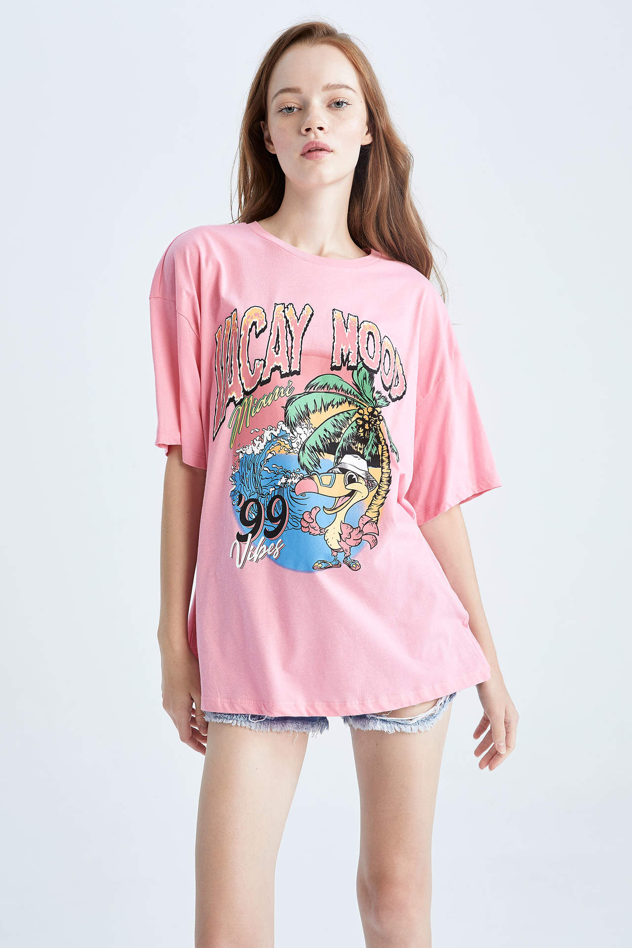 DEFACTO Coool Oversize Fit Printed Short Sleeve T-Shirt