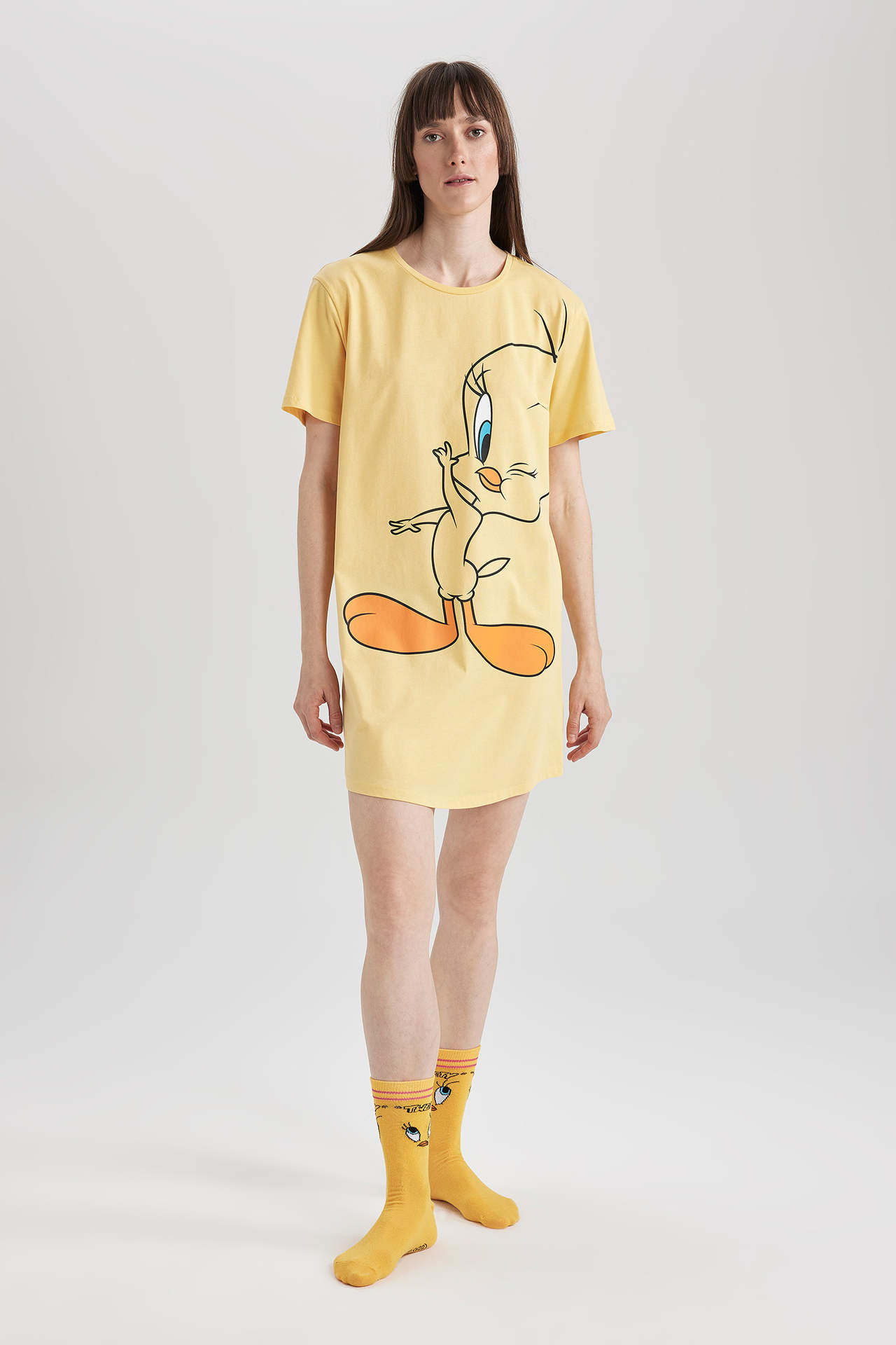 DEFACTO Fall in Love Looney Tunes Licensed Regular Fit Crew Neck Dress