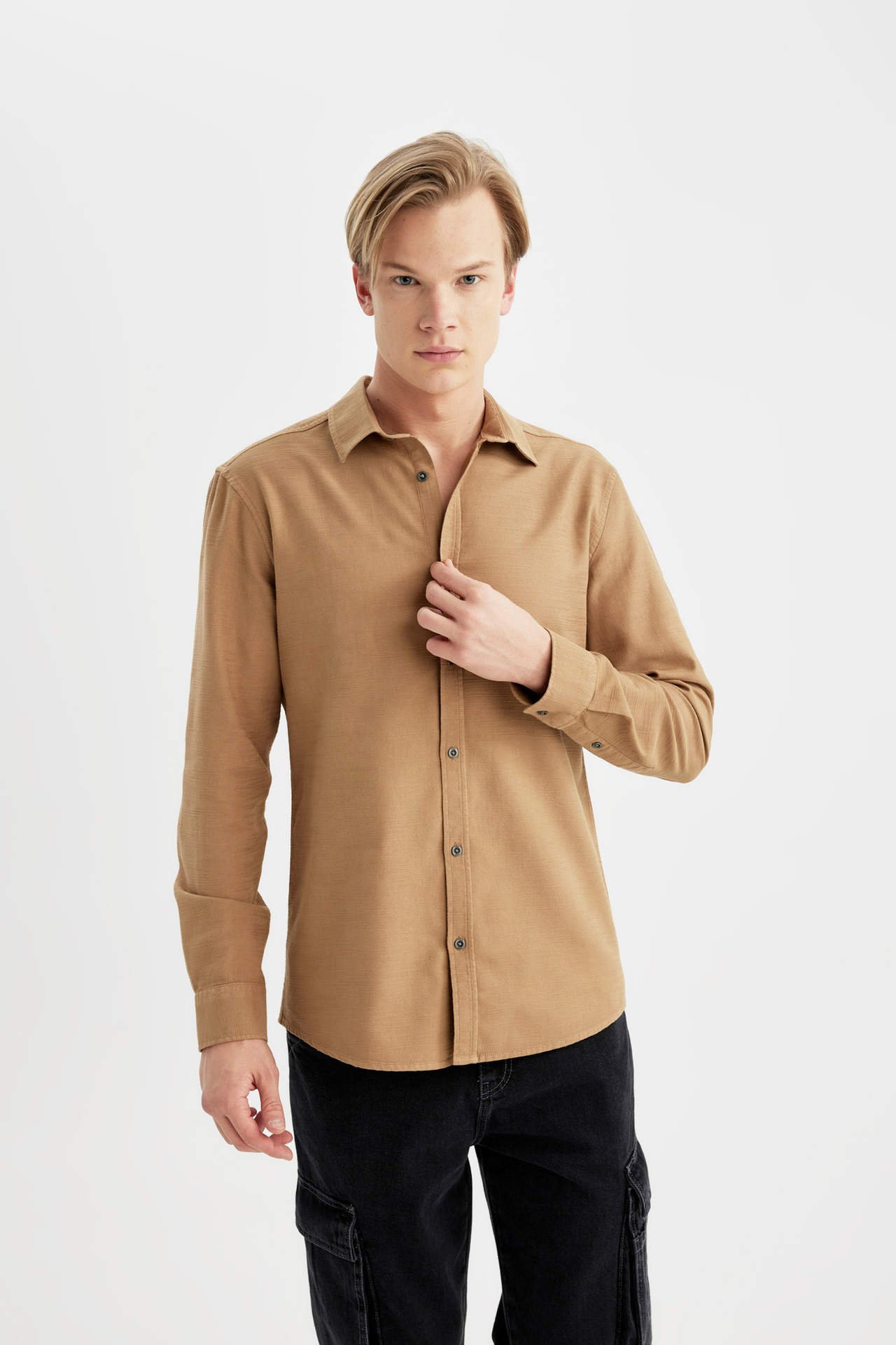 DEFACTO Slim Fit Cotton Long Sleeve Shirt