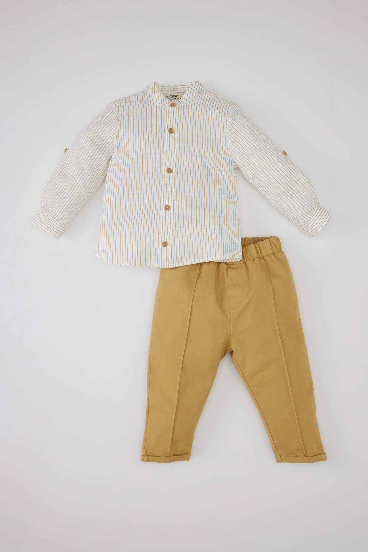 Levně DEFACTO Baby Boy Striped Poplin Shirt Trousers 2 Piece Set