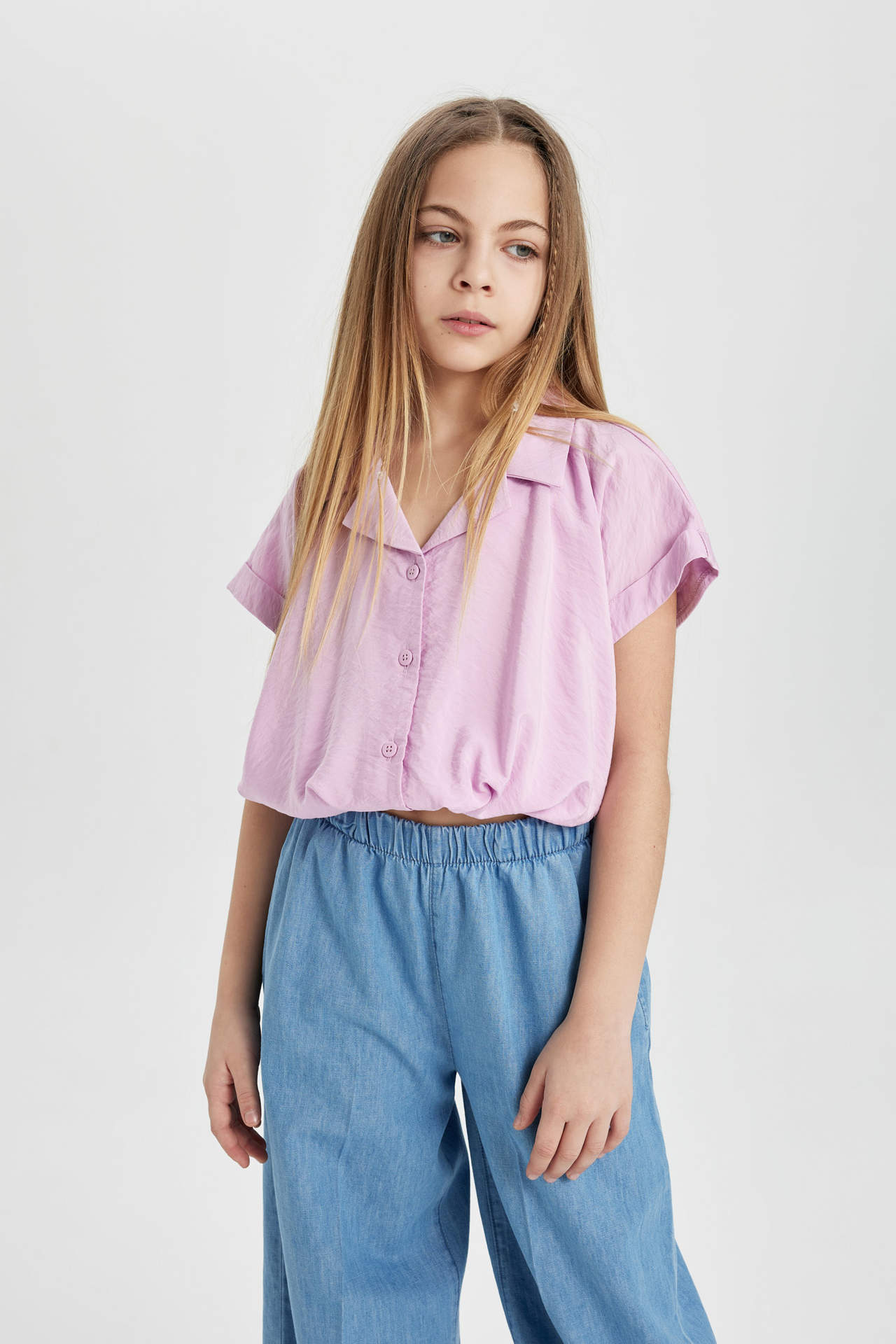 Levně DEFACTO Girl Short Sleeve Crop Shirt