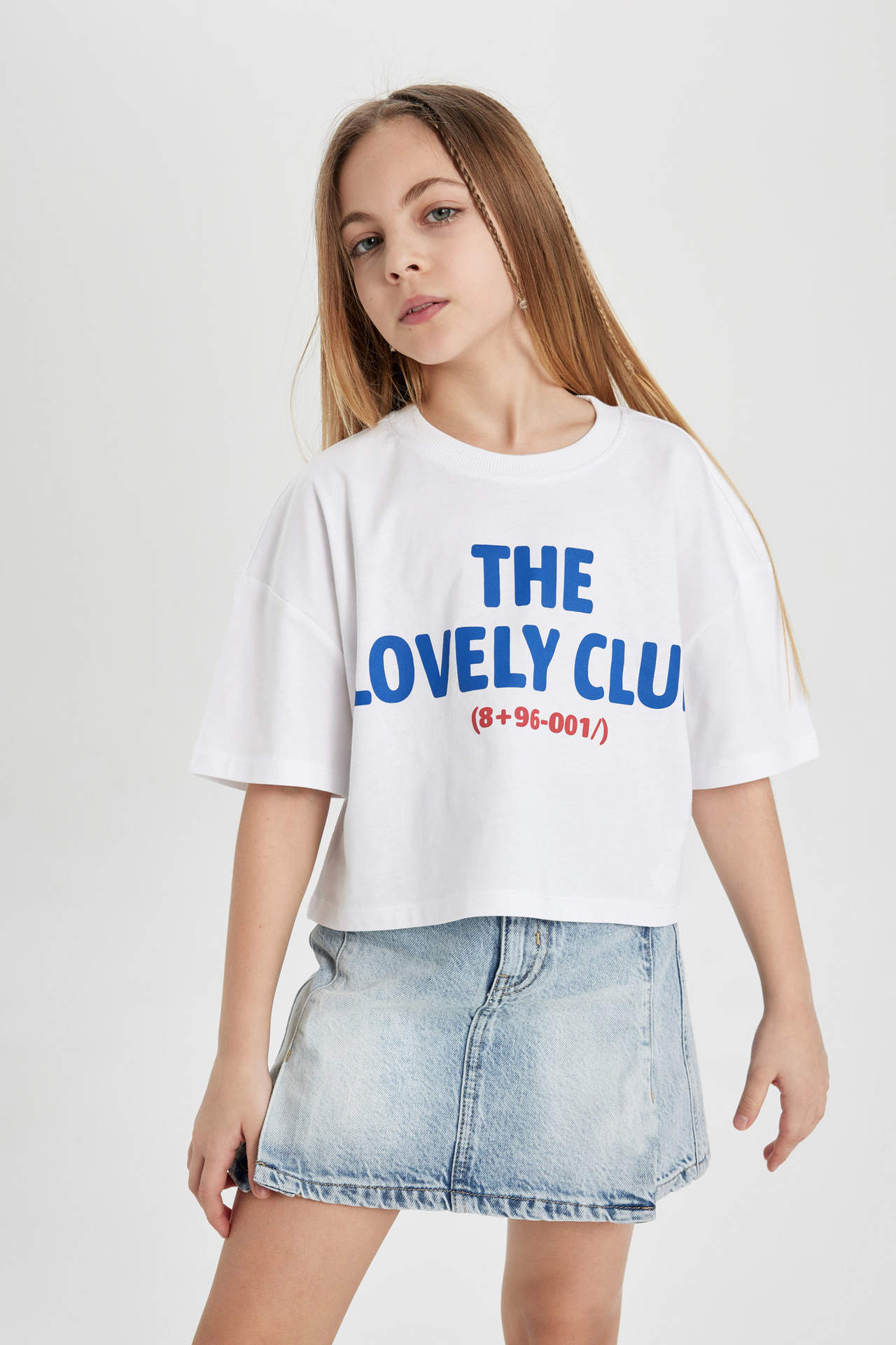 DEFACTO Girl Printed Short Sleeve Crop T-Shirt