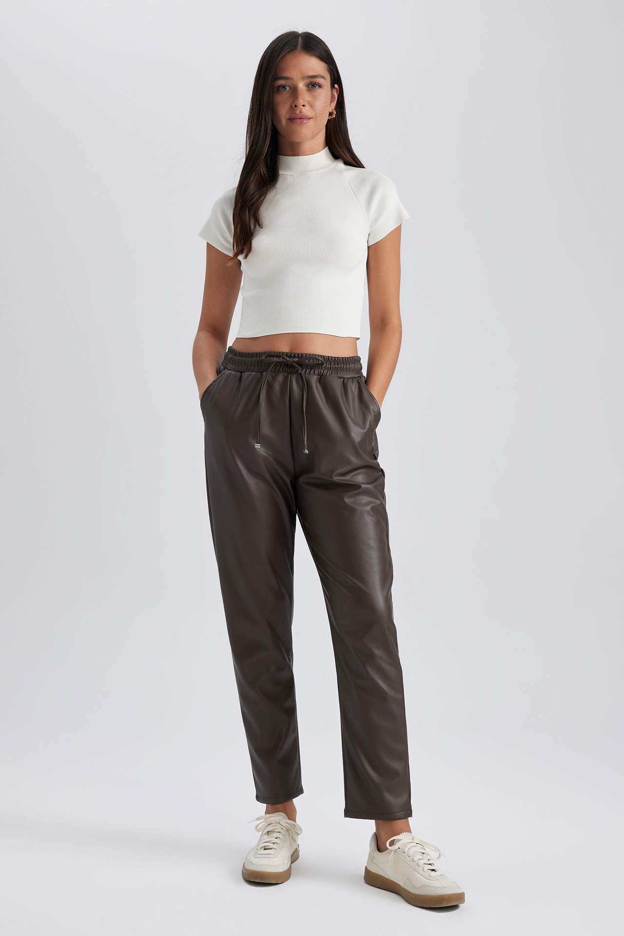 DEFACTO Jogger With Pockets Faux Leather Pants