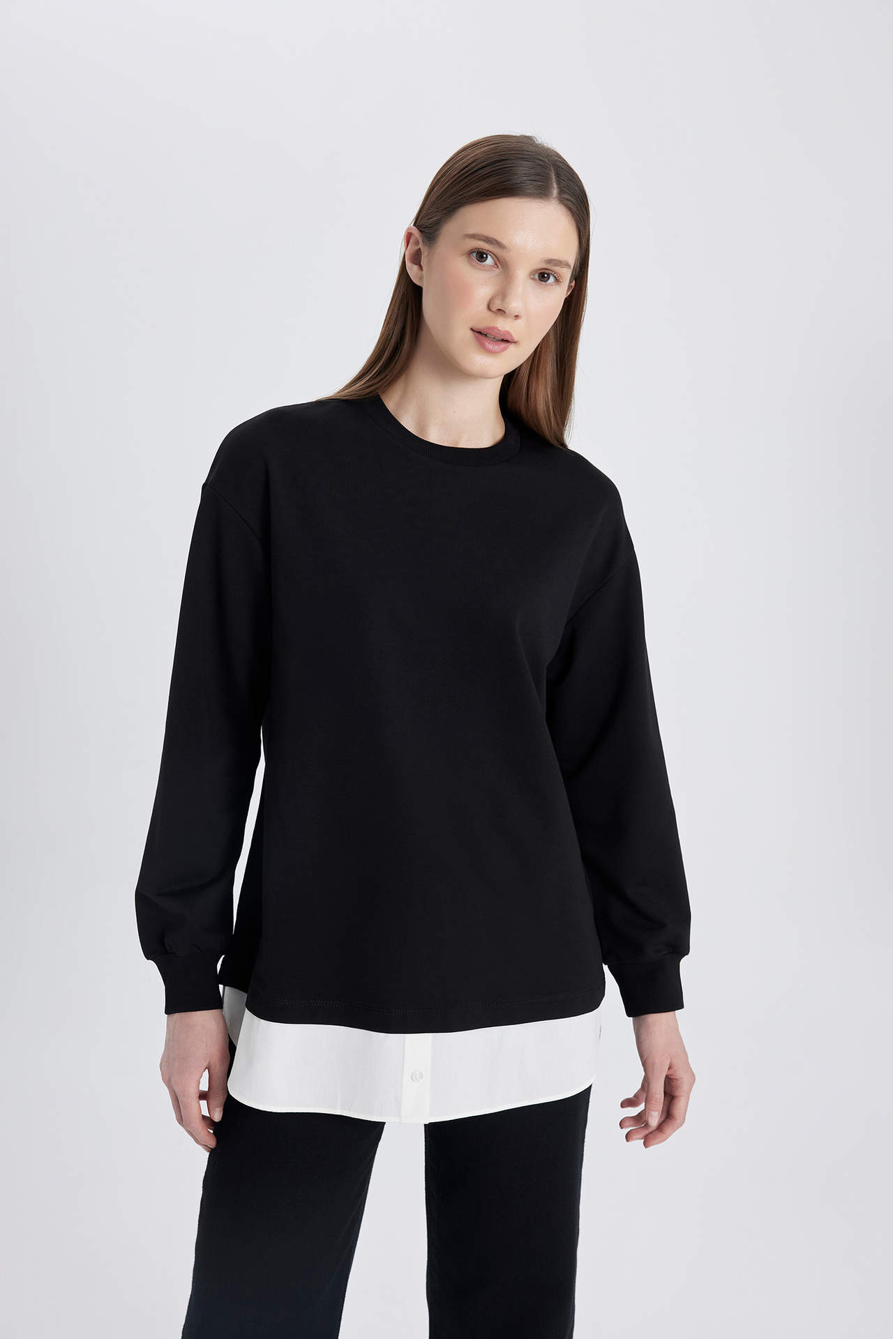 DEFACTO Regular Fit Sweatshirt Fabric Long Sleeve Tunic