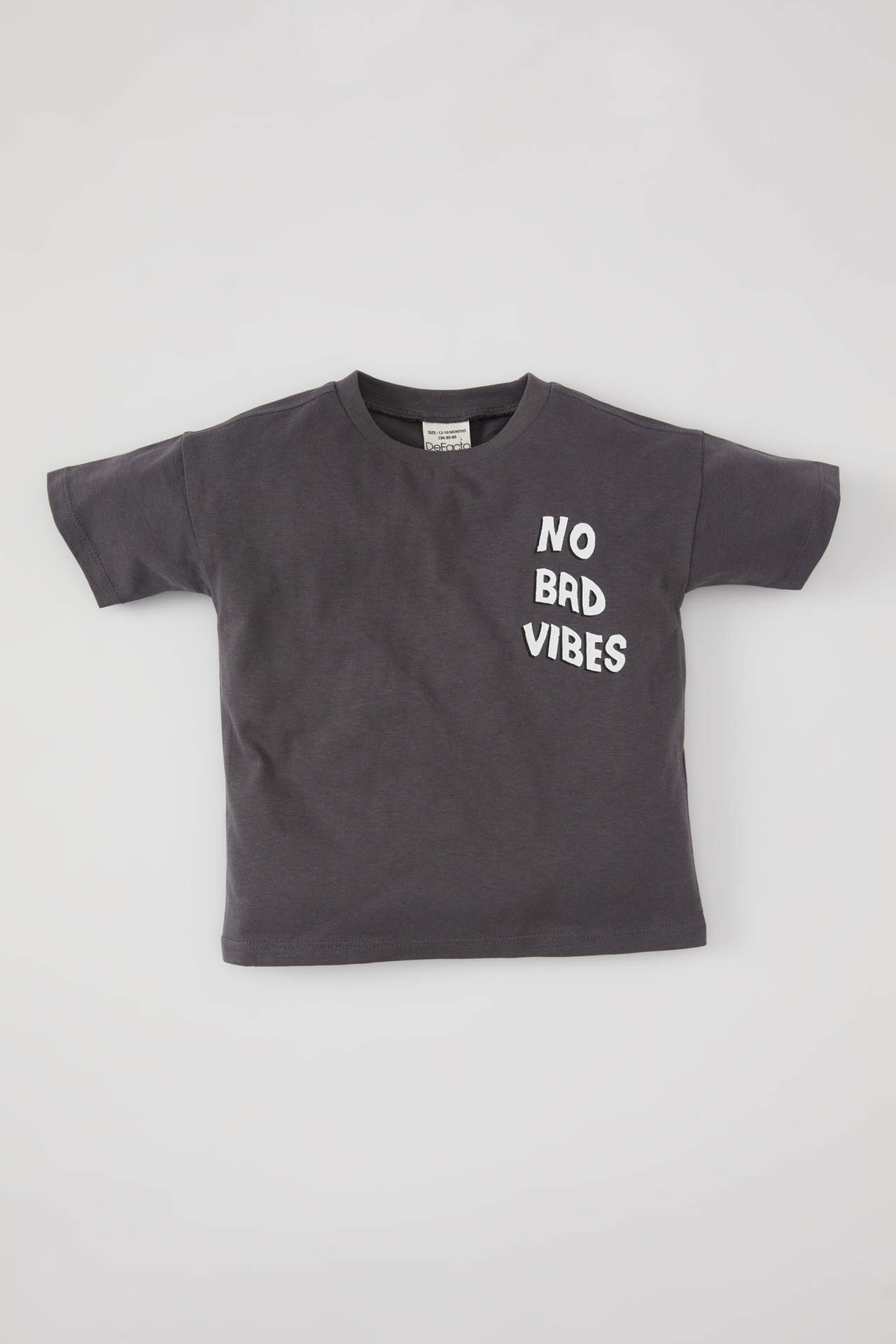 Levně DEFACTO Baby Boy Crew Neck Slogan Printed Short Sleeve T-Shirt