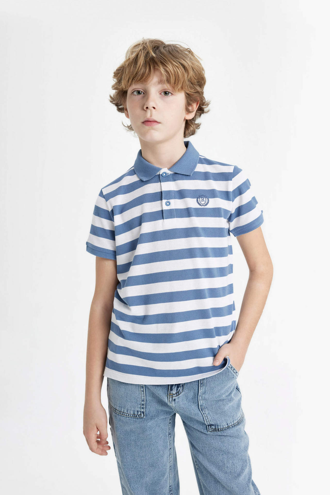 Levně DEFACTO Boy Pique Short Sleeve Striped Polo T-Shirt
