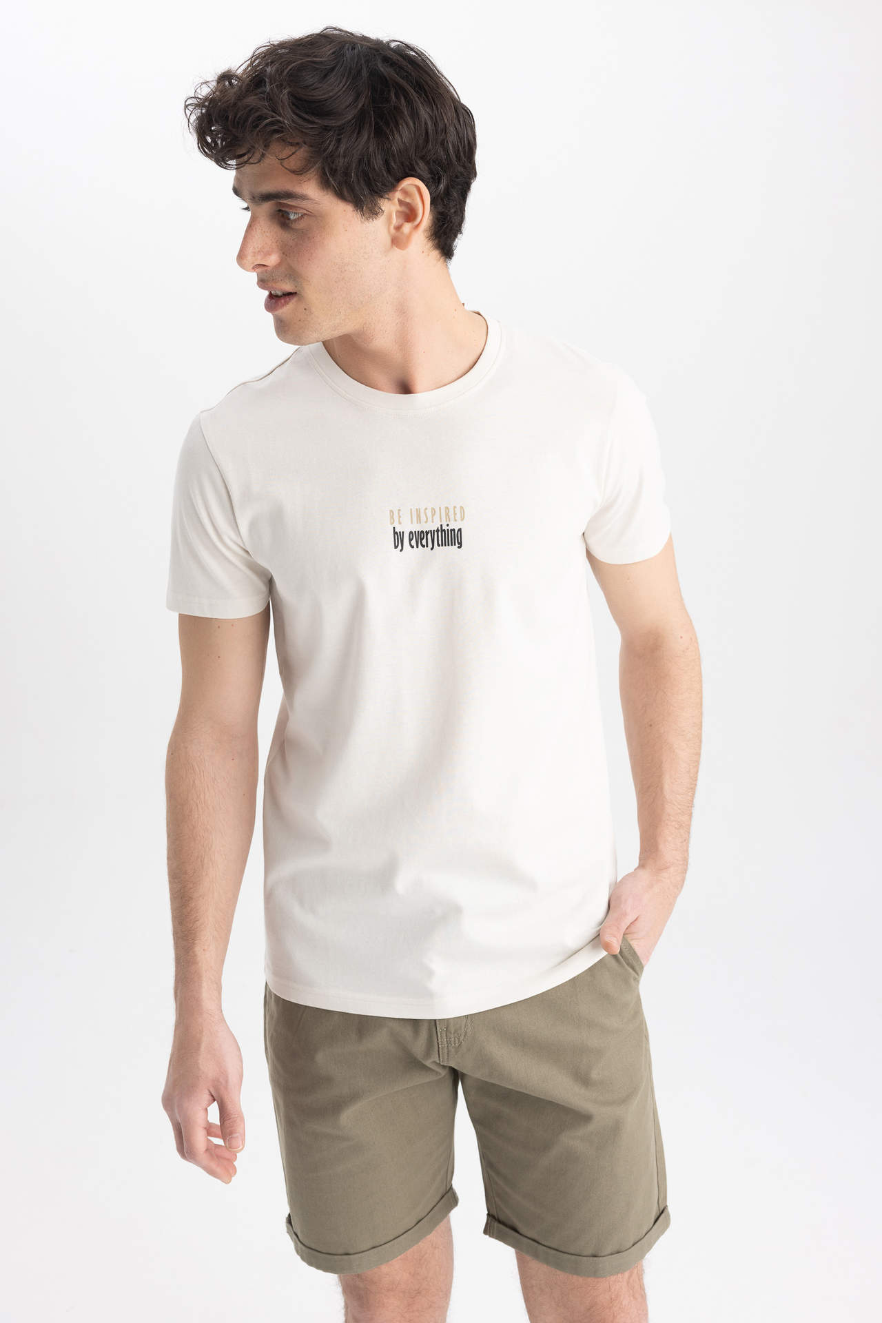 DEFACTO Slim Fit Crew Neck Printed Cotton T-Shirt