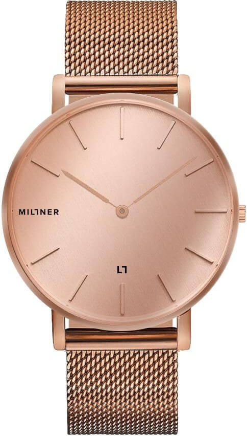 Levně Dámské hodinky s nerezovým páskem v růžovozlaté barvě Millner Mayfair