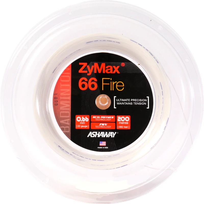 Badmintonový výplet Ashaway ZyMax 66 Fire Power White - ROLE 200 m