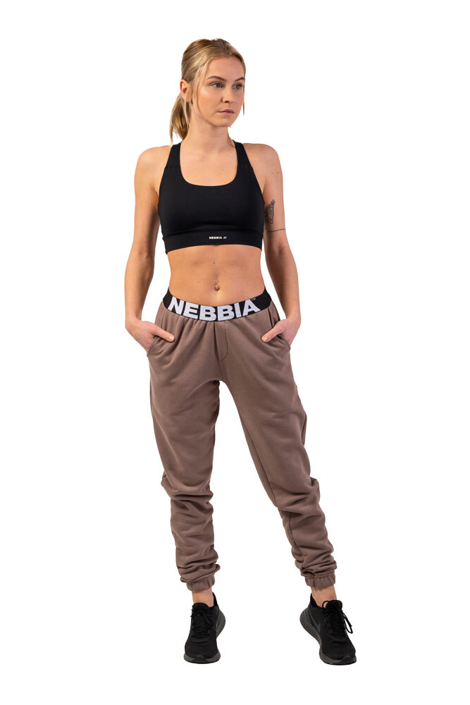 Dámské tepláky Nebbia  Iconic Mid-Waist Sweatpants 408 brown XS