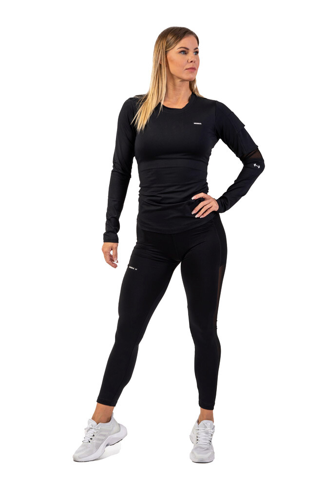 Women's T-shirt Nebbia Long Sleeve Smart Pocket Sporty Top 418 Black L