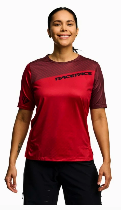 Women's Race Face Indy SS Dark Red Cycling Jersey