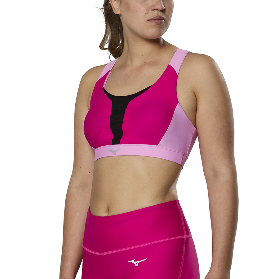 Women's Bra Mizuno High Support Bra Pink Peacock M