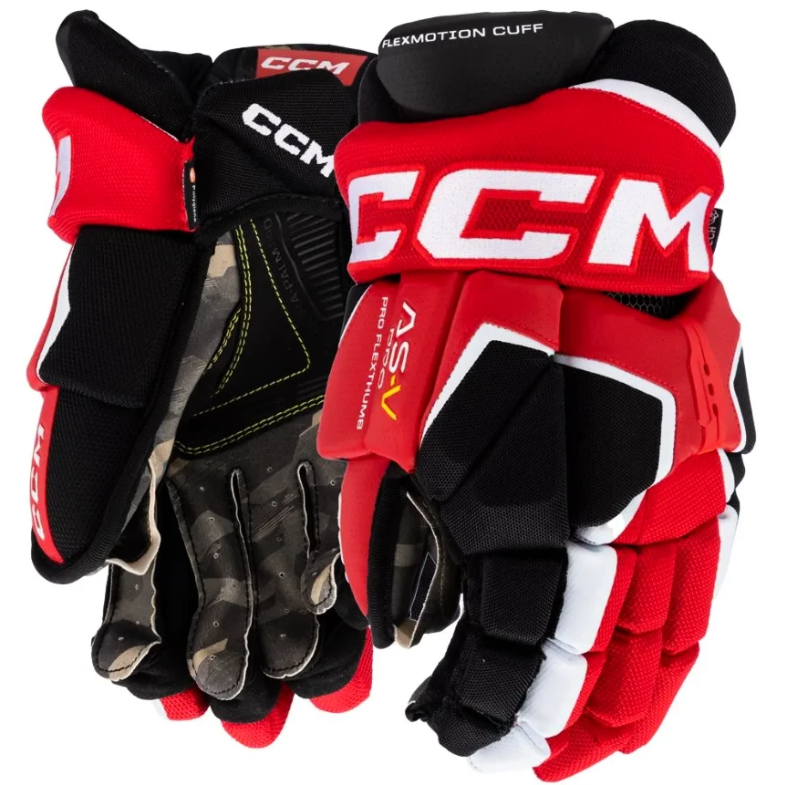 CCM Tacks AS-V PRO black/red/white  Hokejové rukavice, Junior