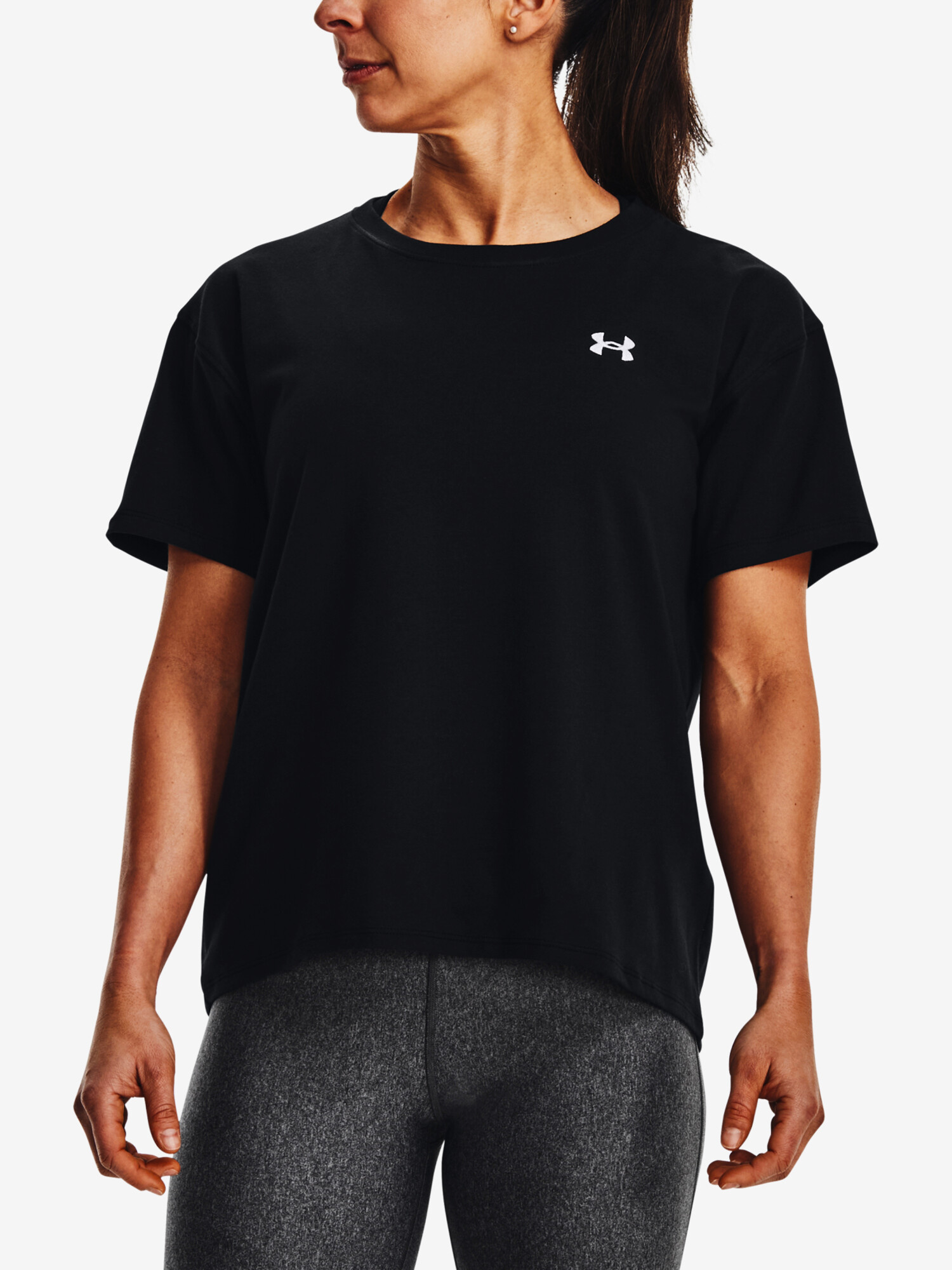 Dámské Tričko Under Armour  Esential Cttn Stretch Tee-BLK L