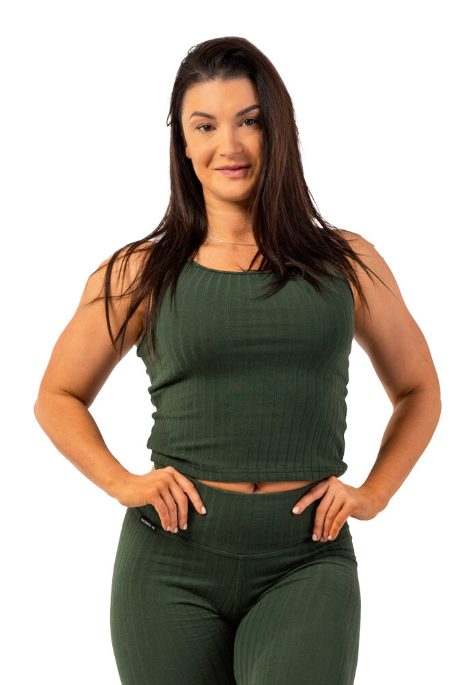 Dámské Tílko Nebbia  Organic Cotton Ribbed Tank Top 414 Dark Green S