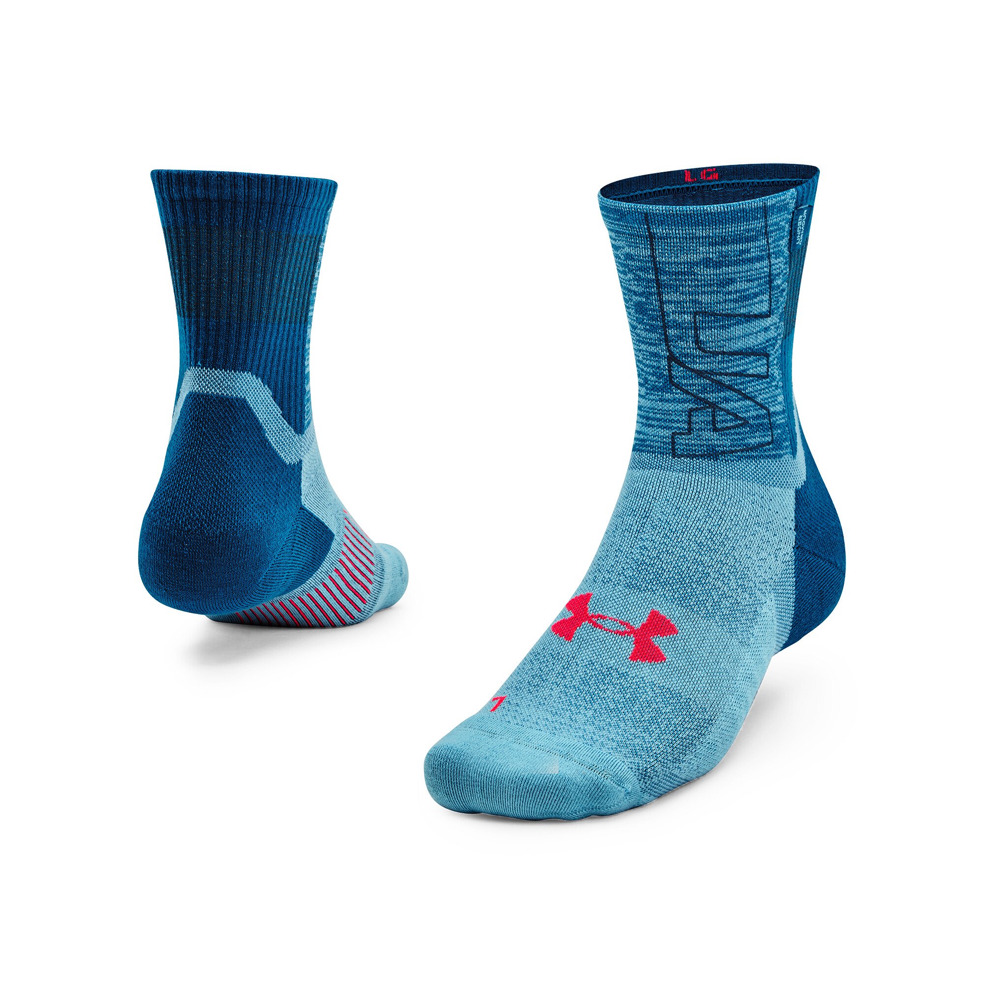 Unisex Ponožky Under Armour  Dry Run Mid-Crew Cruise-BLU S