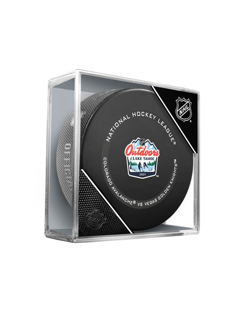 Inglasco Inc. Official puck of NHL Outdoors Lake Tahoe Vegas Golden Knights vs Colorado Avalanche