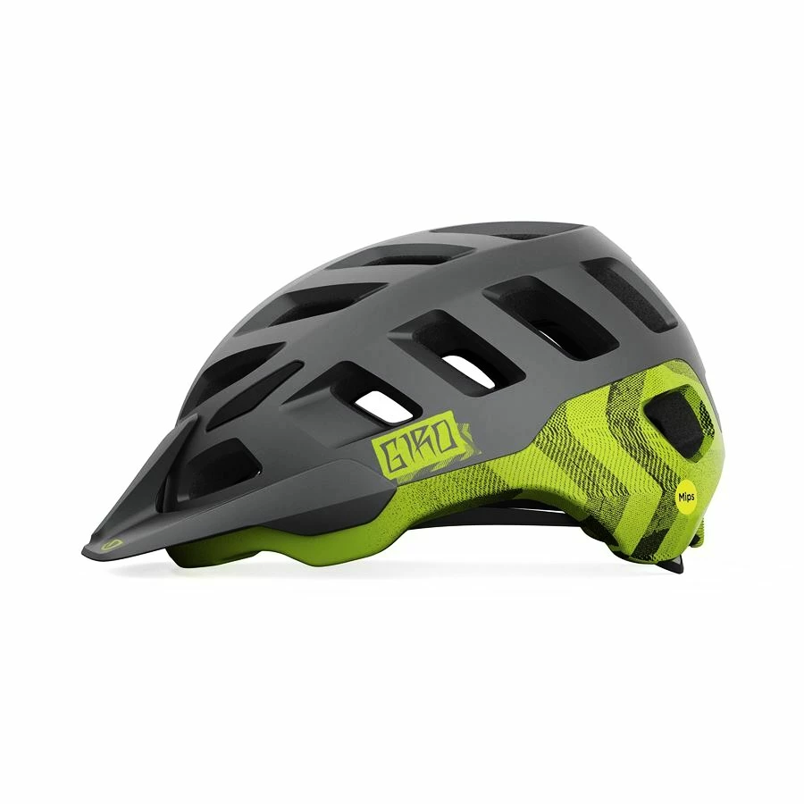 Giro Radix MIPS Mat Metallic Black/Lime Bicycle Helmet