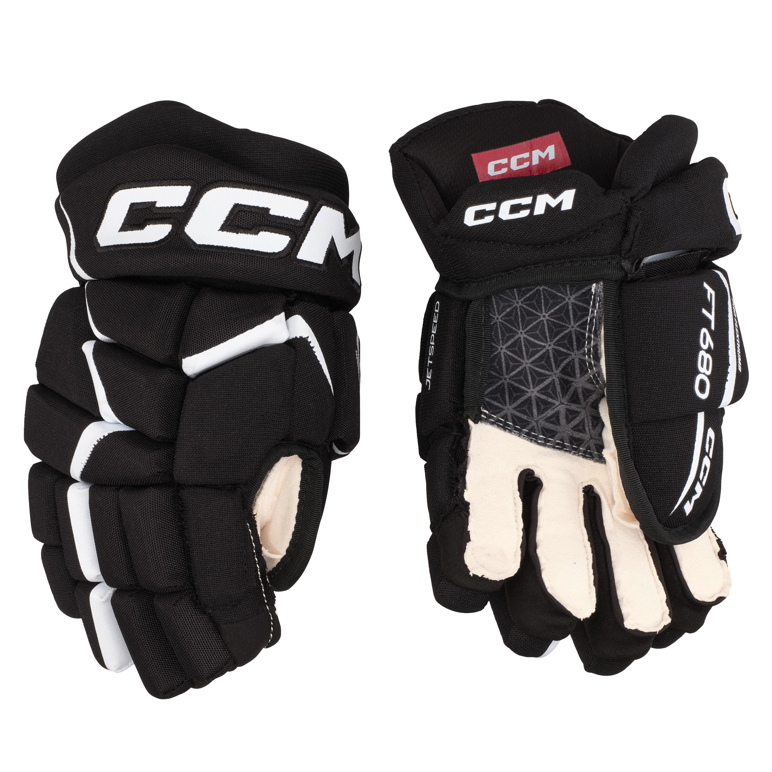 Hokejové rukavice CCM JetSpeed FT680 Black/White Junior 11 palců