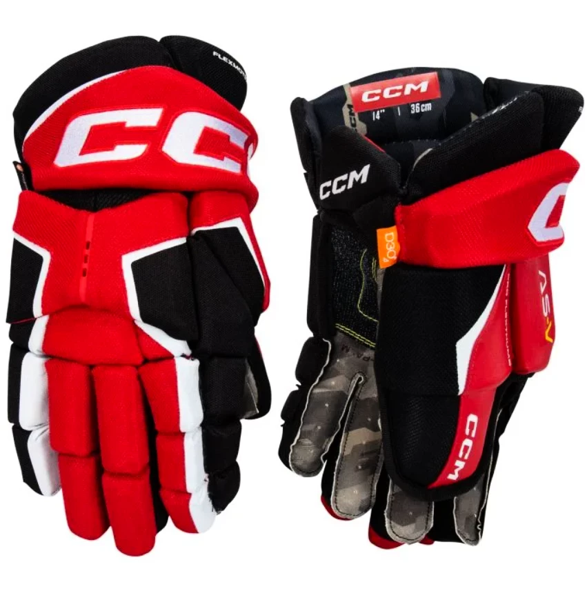 CCM Tacks AS-V Black/red/white Hockey Gloves, Senior