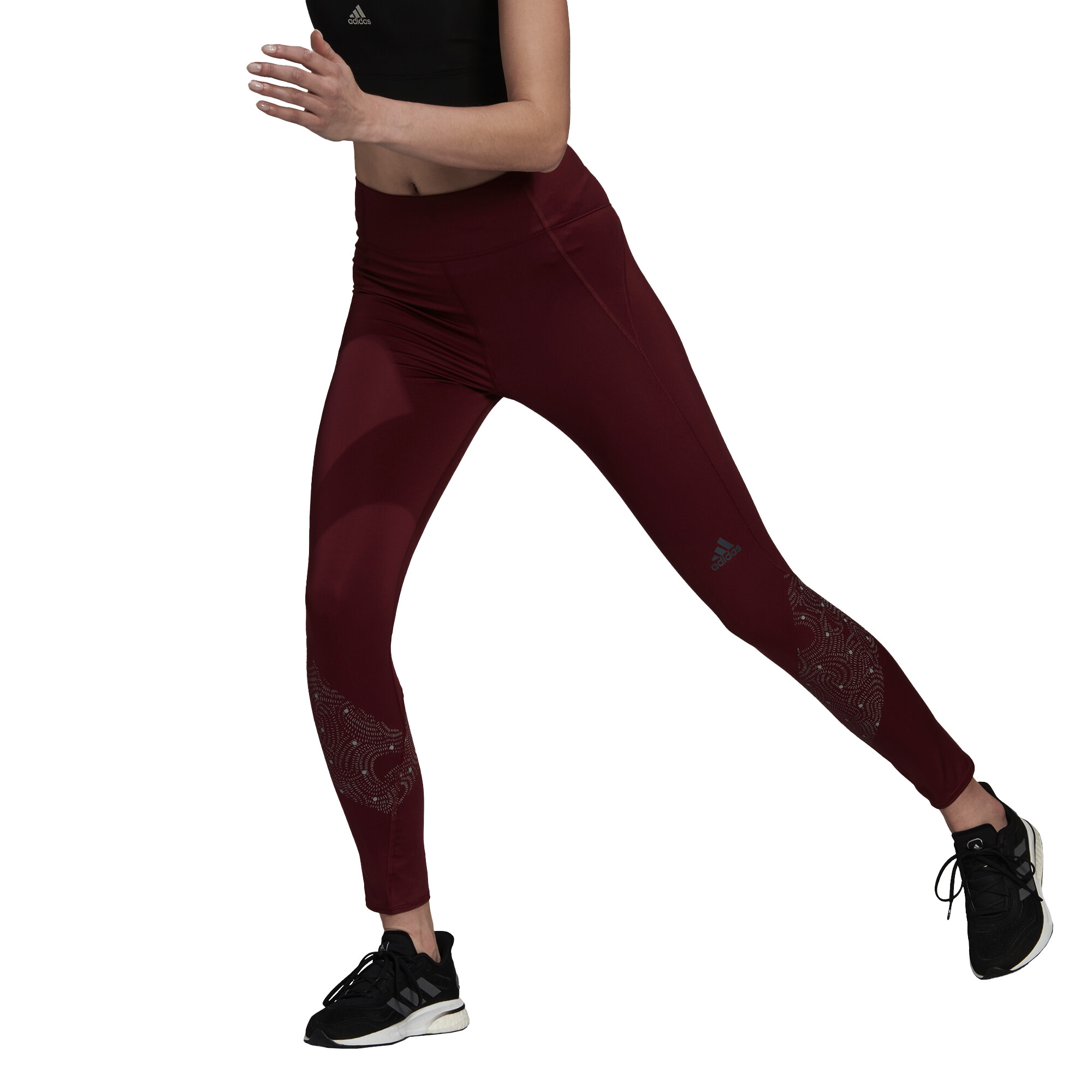 Adidas Women's Leggings Own The Run Radically Reflective 7/8 Tights Shadow Red