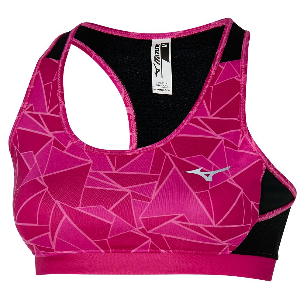 Women's Bra Mizuno Alpha Graphic Bra Pink Peacock S