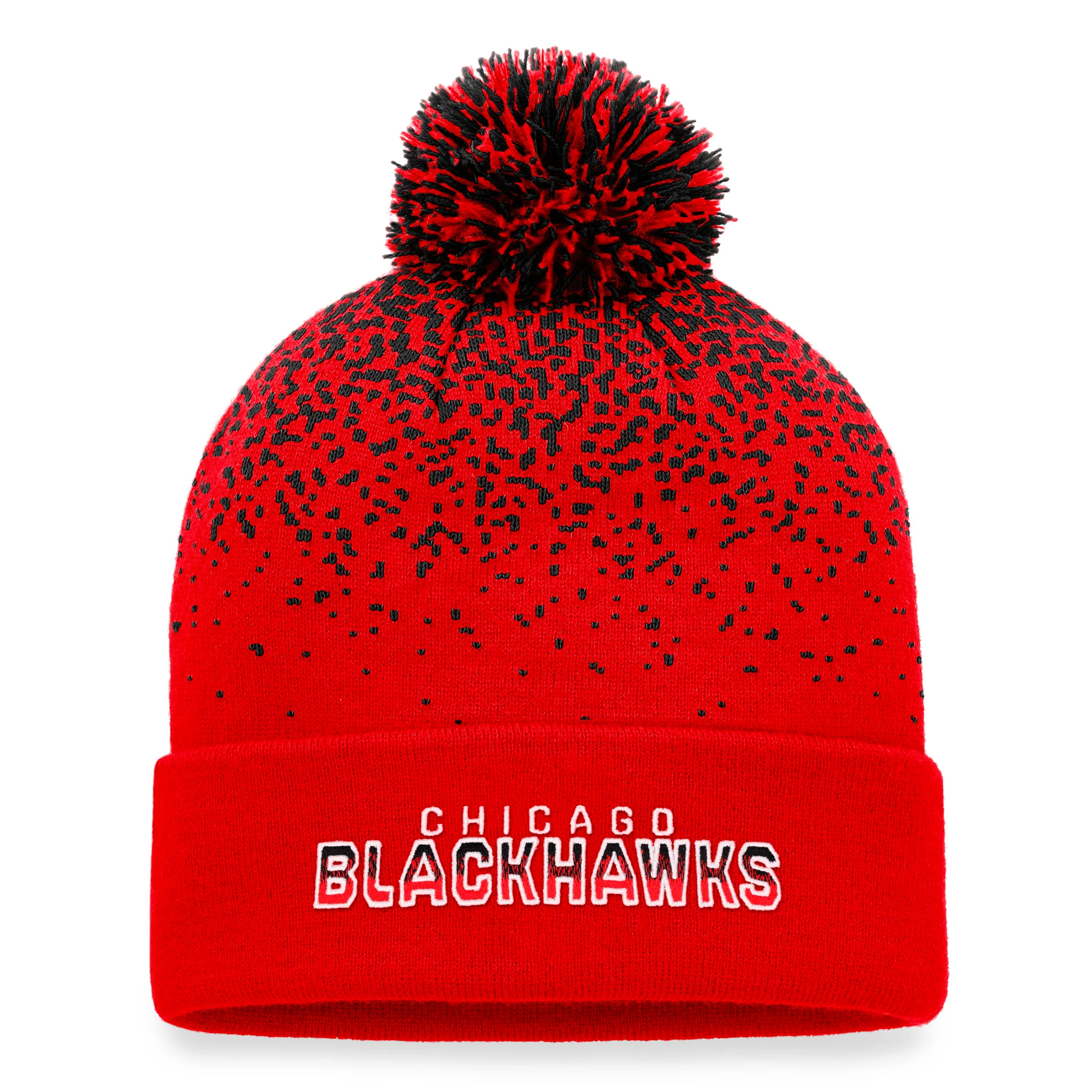 Fanatics Iconic Gradiant Beanie Cuff With Pom Chicago Blackhawks Winter Hat