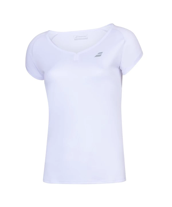 Dívčí Tričko Babolat  Play Club Cap Sleeve Top White 10 - 12 Let