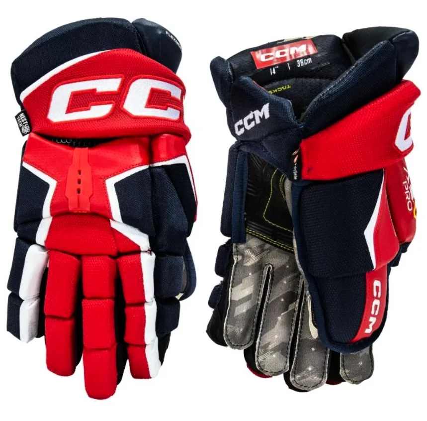 CCM Tacks AS-V PRO navy/red/white Ice Hockey Gloves, Junior