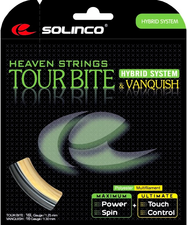 Tenisový výplet Solinco  Tour Bite + Solinco Vanquish (12 m)  1,20 mm + 1,30 mm