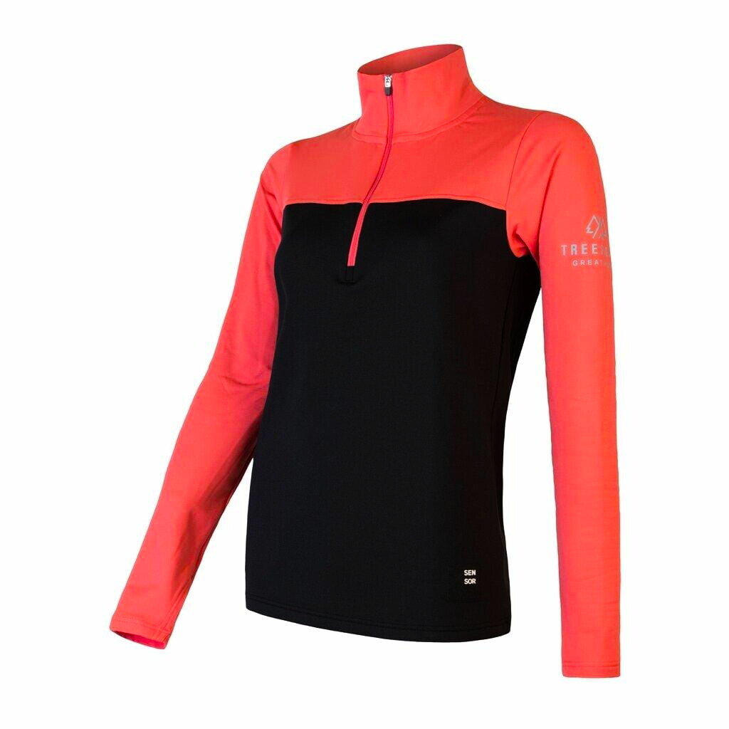 Women's Sweatshirt Sensor Coolmax Thermo Zipper Black/coral