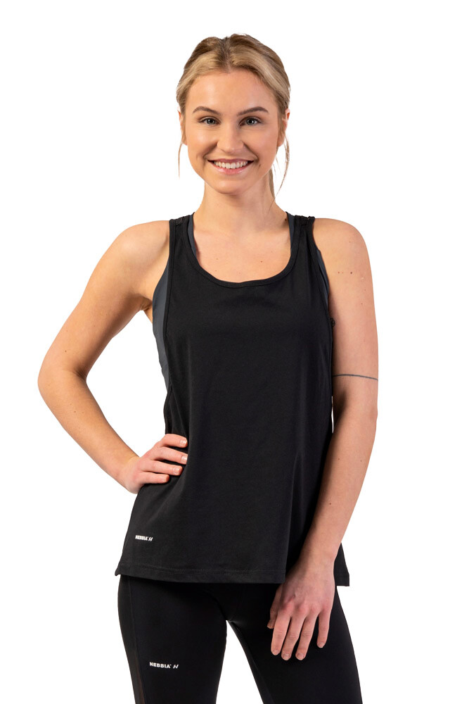 Nebbia Women's Tank Top Sleeveless Loose Cross Back Tank Top Feeling Good Black S