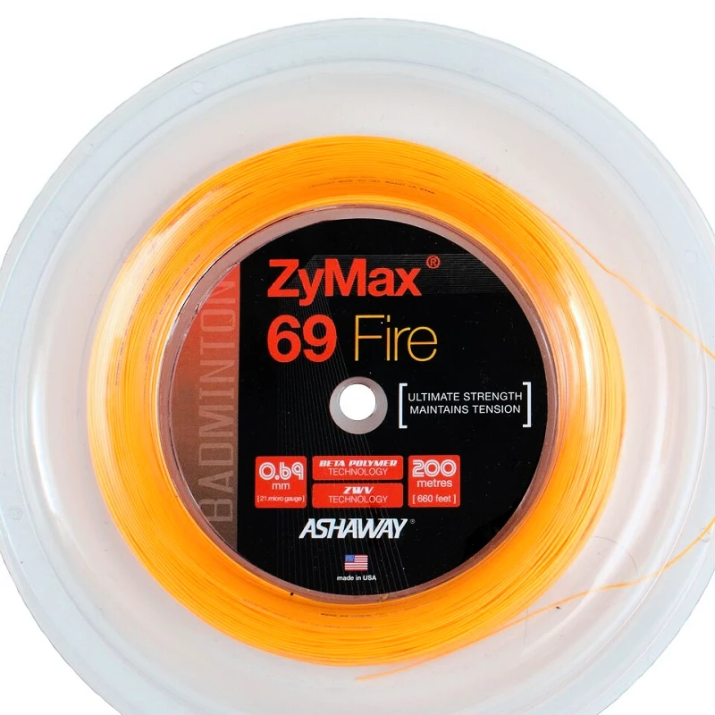 Badminton String Ashaway ZyMax 69 Fire White - ROLL 200 M