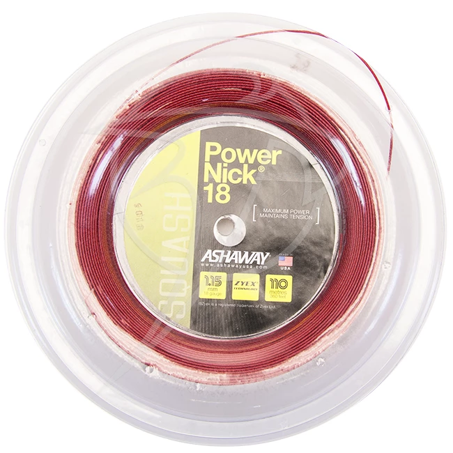 Ashaway PowerNick 18 Zyex Red 1.15mm Squash String (110m Roll)