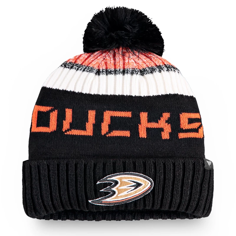 Čepice Fanatics Authentic Pro Rinkside Goalie Beanie Pom Knit NHL Anaheim Ducks, OS