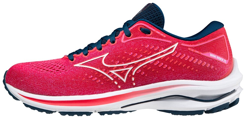 Women's Running Shoes Mizuno Wave Rider 25 / Phlox Pink / White / Gibraltor Sea