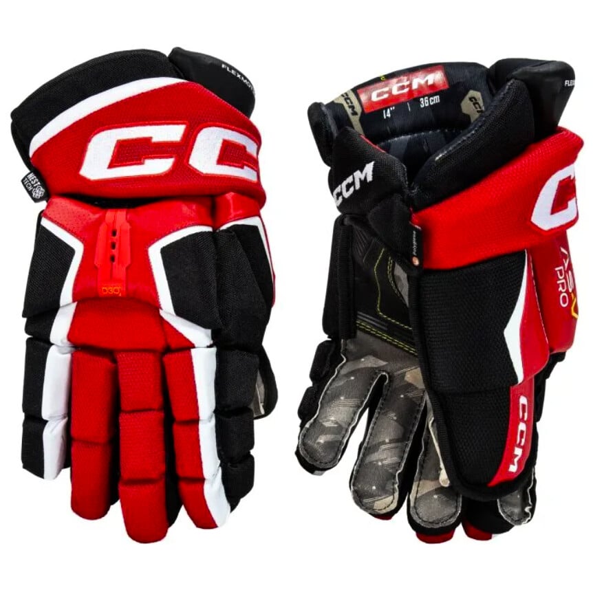 Hokejové rukavice CCM Tacks AS-V PRO Black/Red/White Senior 15 palců