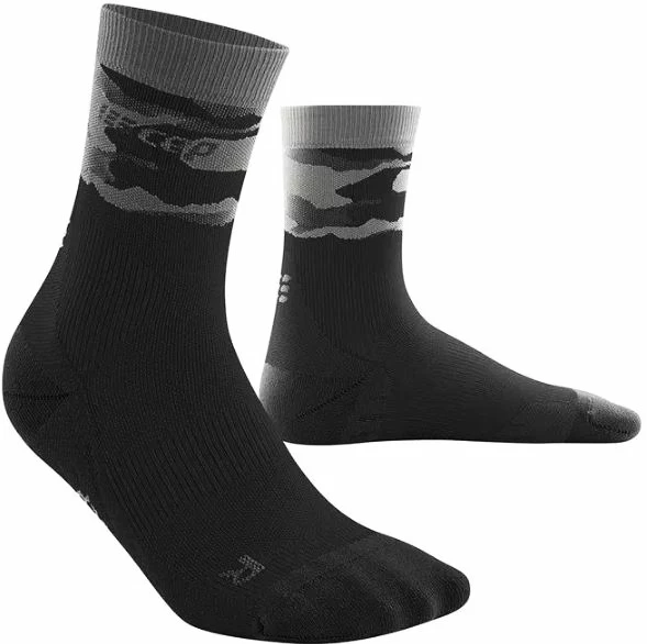 Pánské kompresní ponožky CEP Camocloud Mid Cut Black/Grey