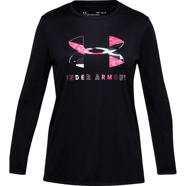 Under Armour Tech Graphic Big Logo LS T-Shirt For Girls - BLK M