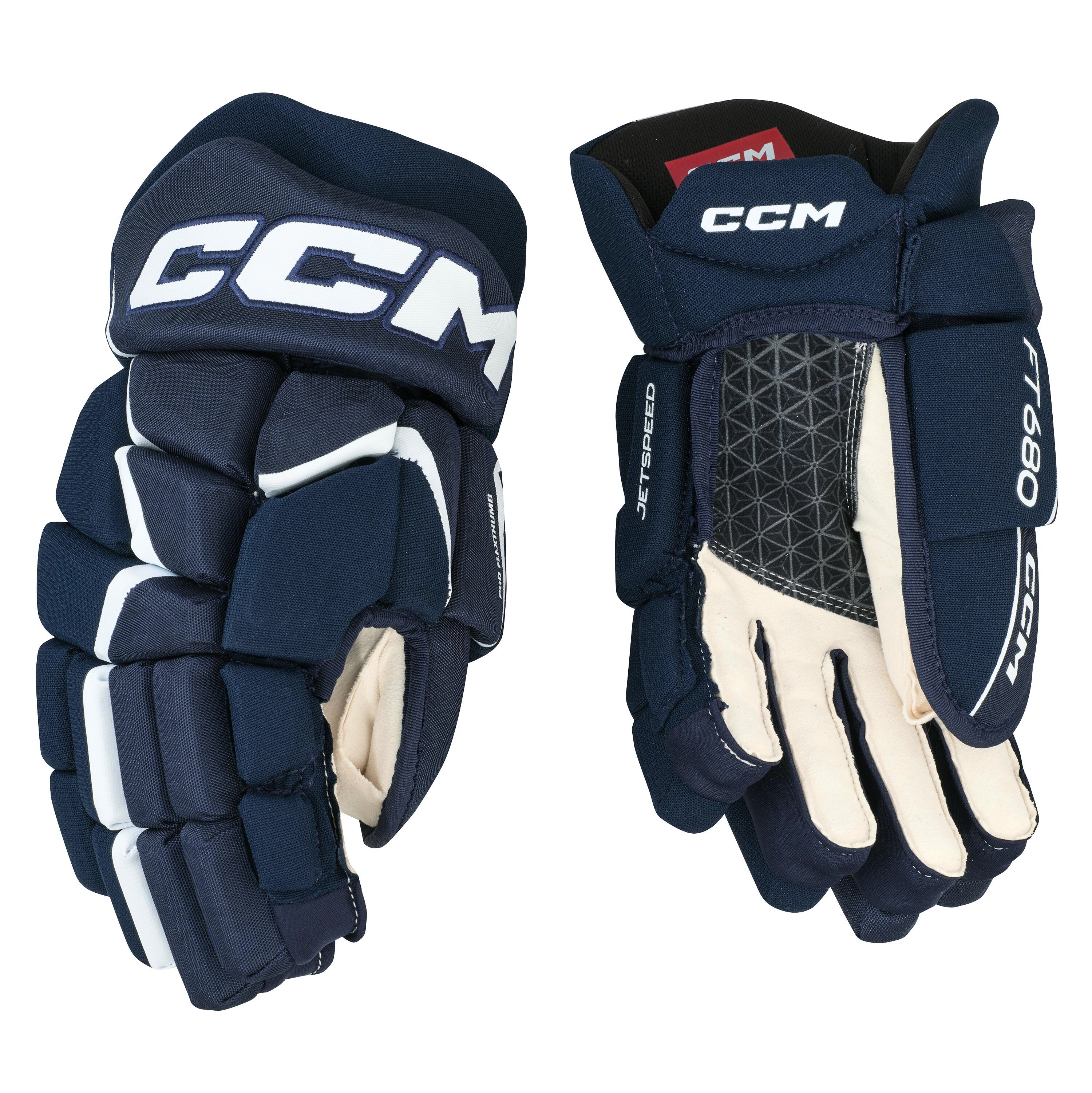 CCM JetSpeed FT680 Navy/White Junior Hockey Gloves 11 Inch