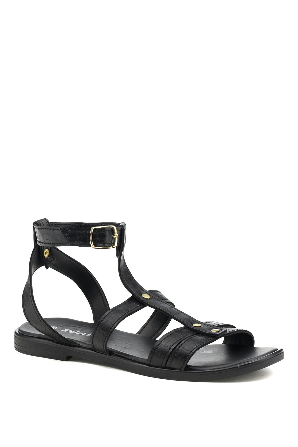 Polaris  319132.z 2Fx Black Woman Flat Sandals