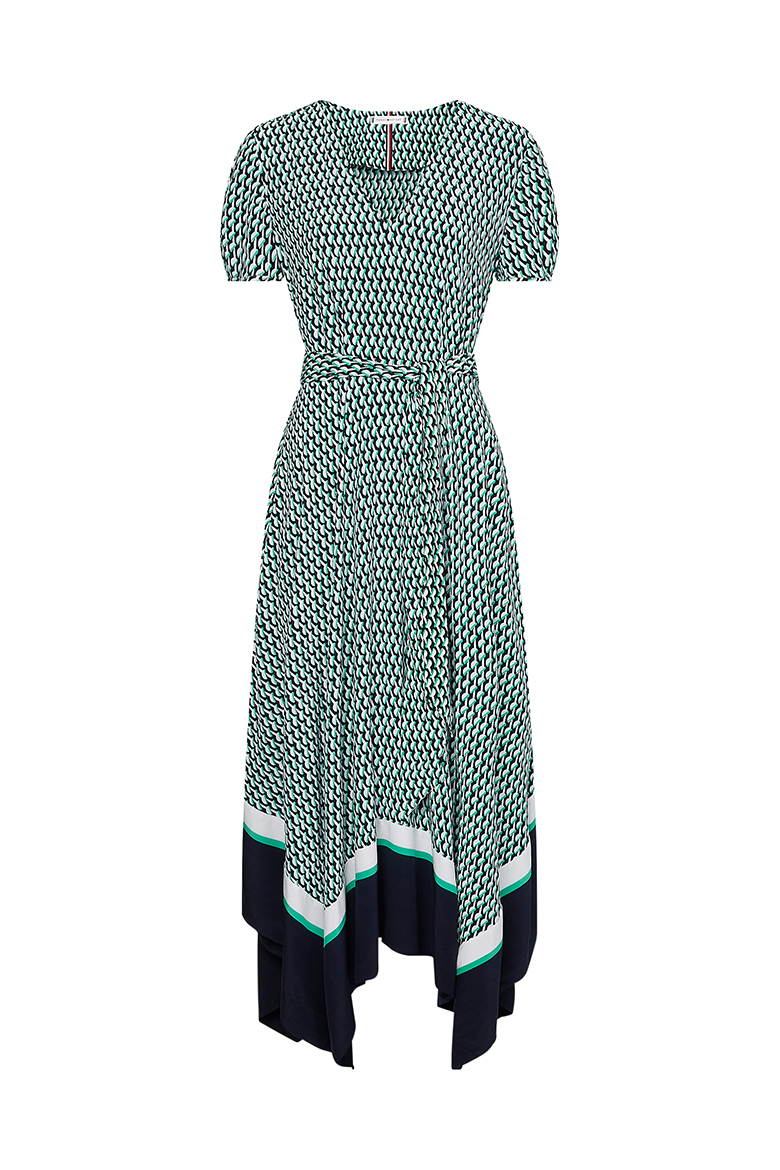 Tommy Hilfiger Dress - VISCOSE CDC F&F MIDI DRESS SS green-black