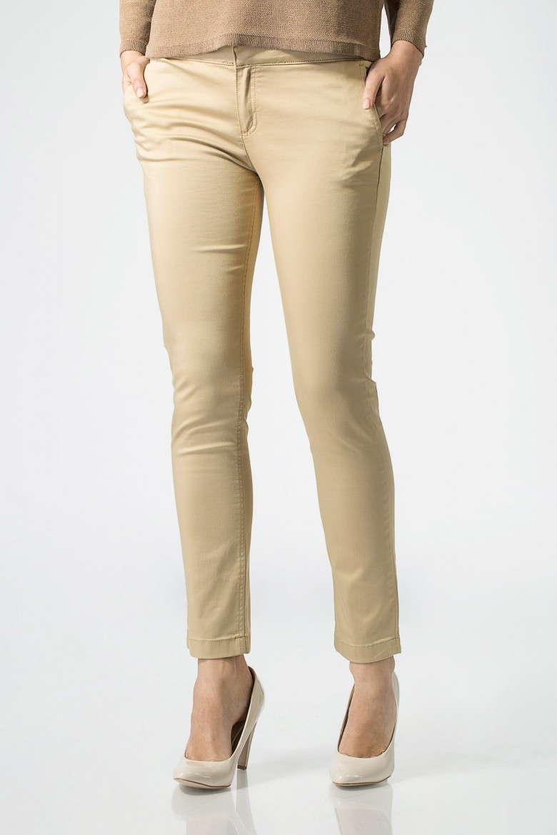 Nohavice - TOMMY HILFIGER SILVANA T8 SKINNY CHINO hnedé