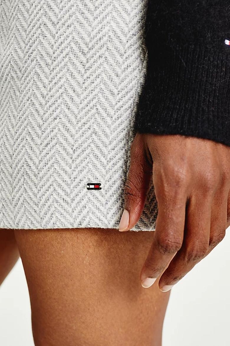 Tommy Hilfiger Skirt - WOOL BLEND HERRINGB SHORT SKIRT grey