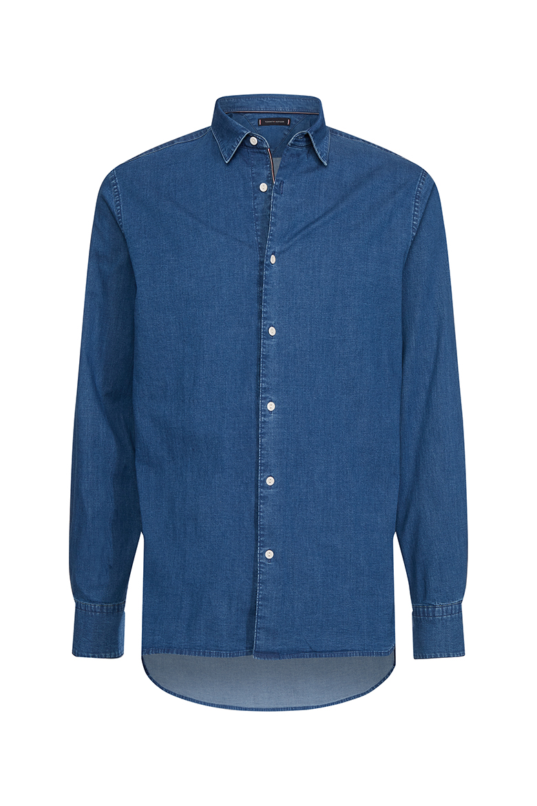 Tommy Hilfiger Shirt - ORGANIC STRETCH DENIM SHIRT blue