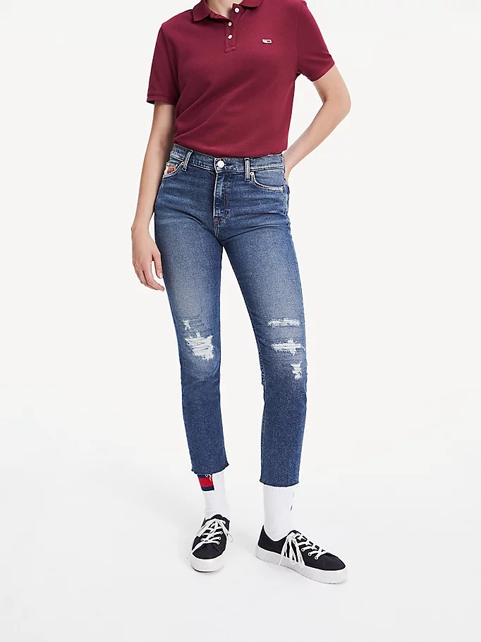 Tommy Jeans Rifle - HIGH RISE SLIM IZZY CROP BTSM modré