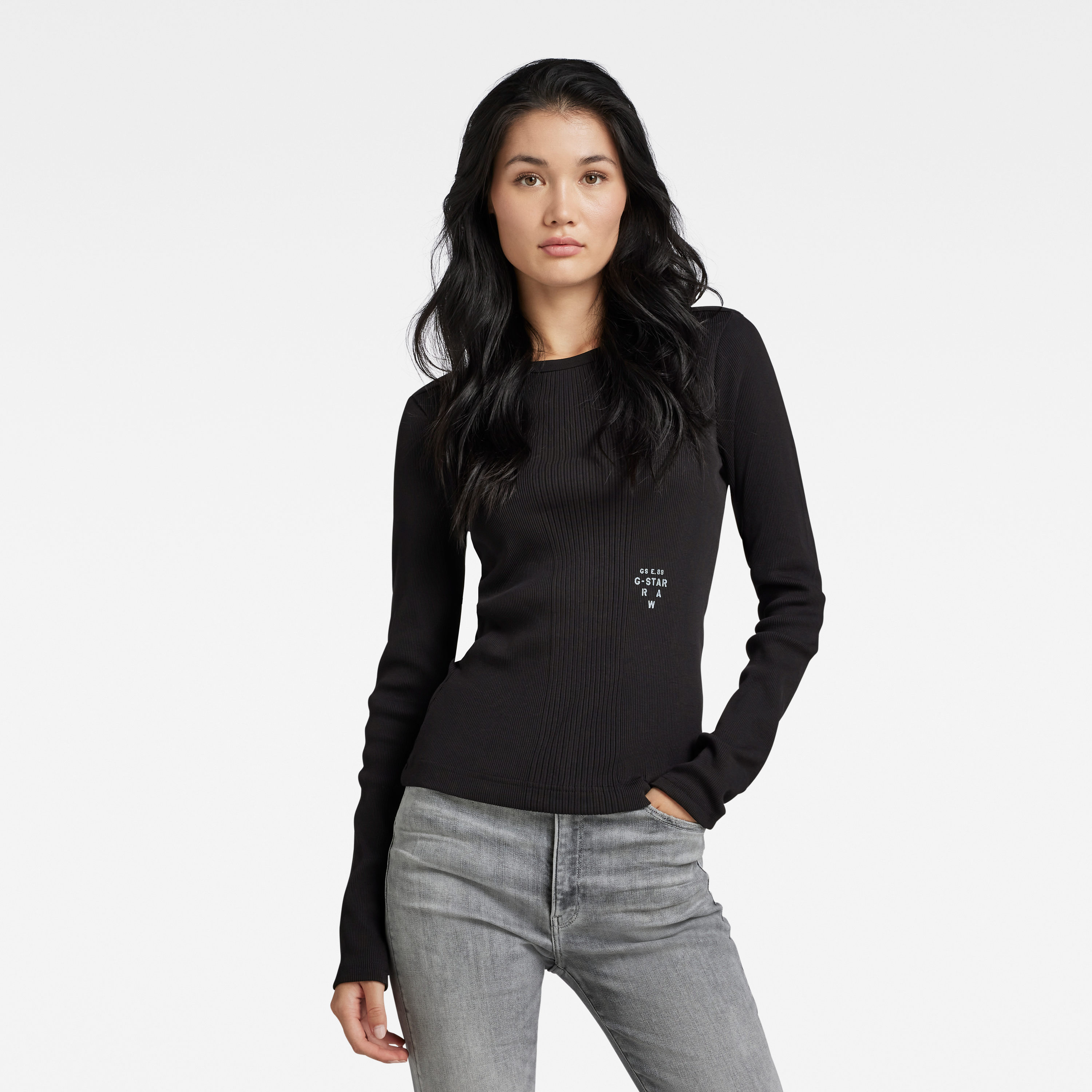 G-STAR T-shirt - Slim rib boatneck l\s wmn black